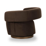 River Chocolate Brown Performance Velvet Swivel Accent Chair