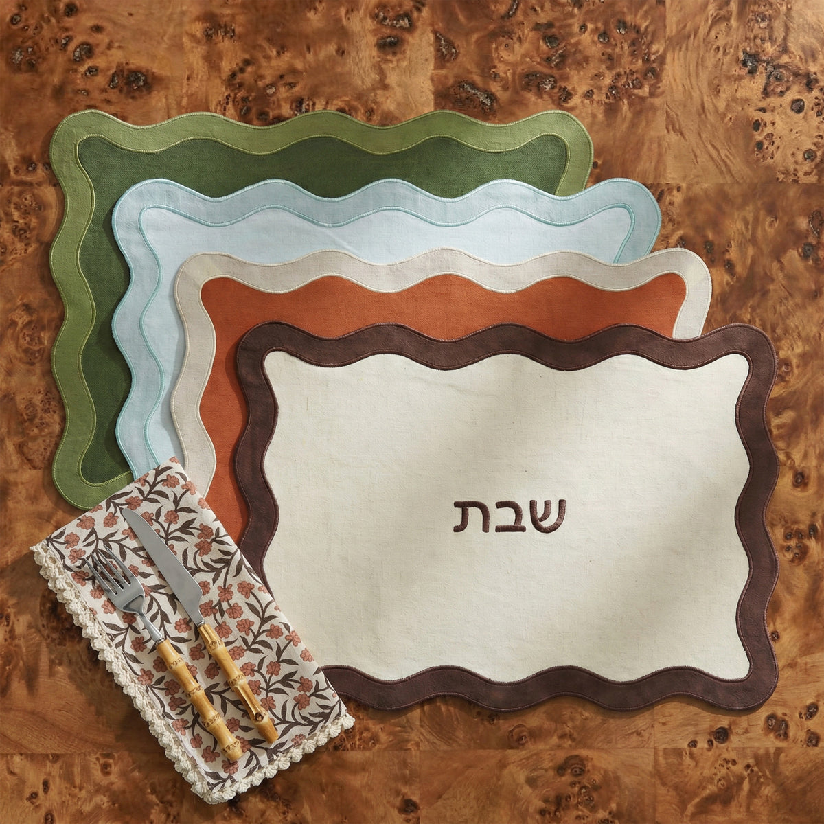 Wavy Challah Cover - Green