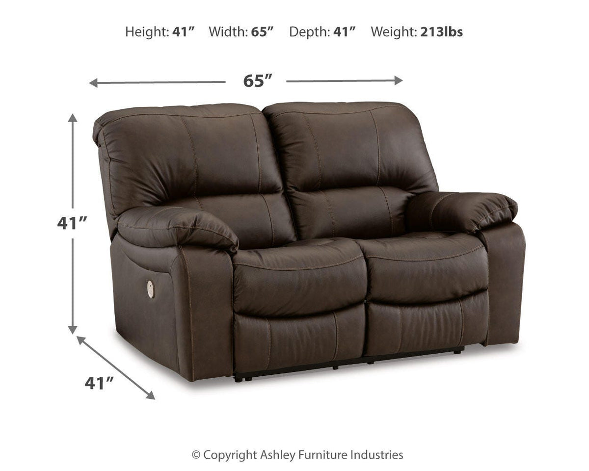 Leesworth Dark Brown Power Reclining Loveseat