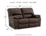 Leesworth Dark Brown Power Reclining Loveseat