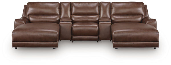 DeepWakes 5-Piece Reclining Sectional with Double Chaise and Storage Consoles