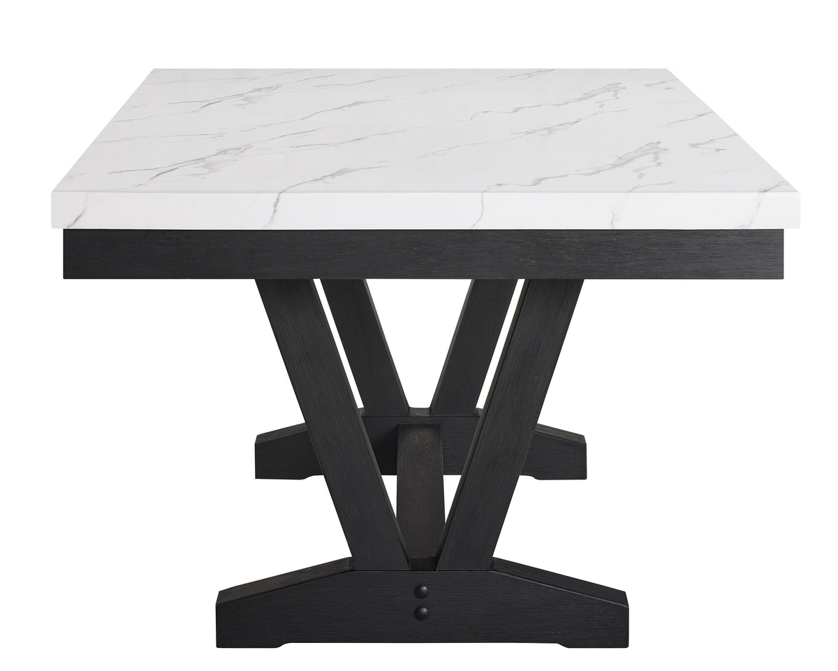 Vance White/Black Faux Marble Dining Table