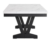 Vance White/Black Faux Marble Dining Table