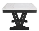 Varley White/Black Genuine Marble Dining Table