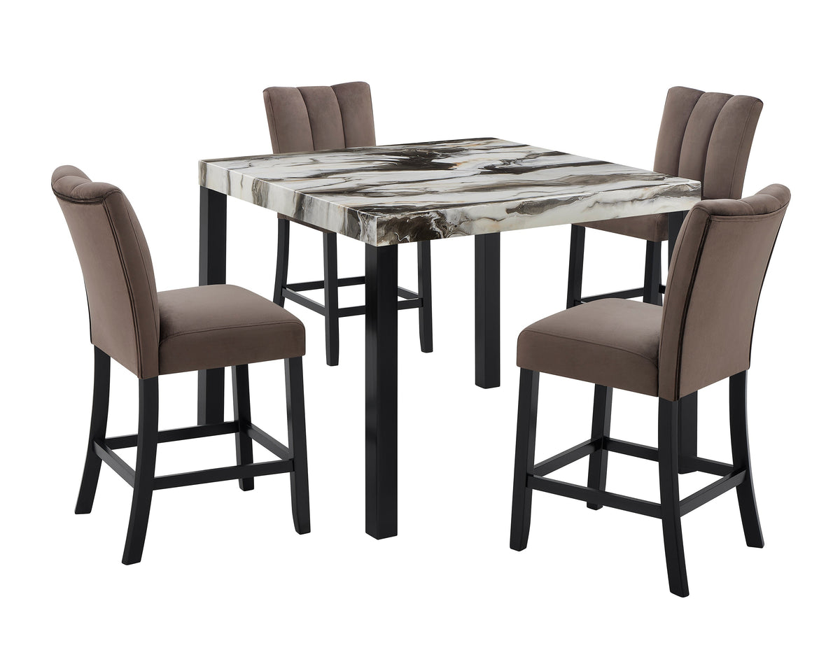 Vega Black Faux Marble Counter Height Table