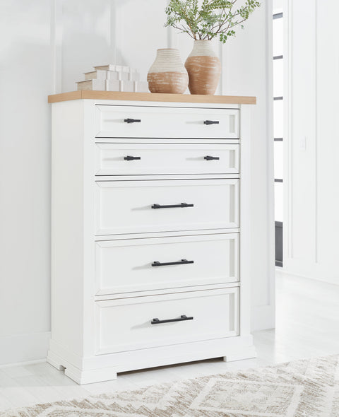 Ashbryn White/Natural Chest of Drawers — product reference image 1