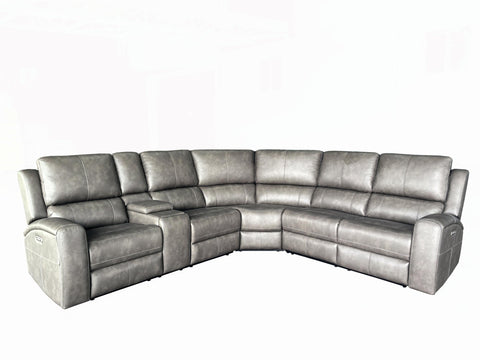 Brickston 3-piece Faux Leather Triple Power Reclining Sectional Charcoal