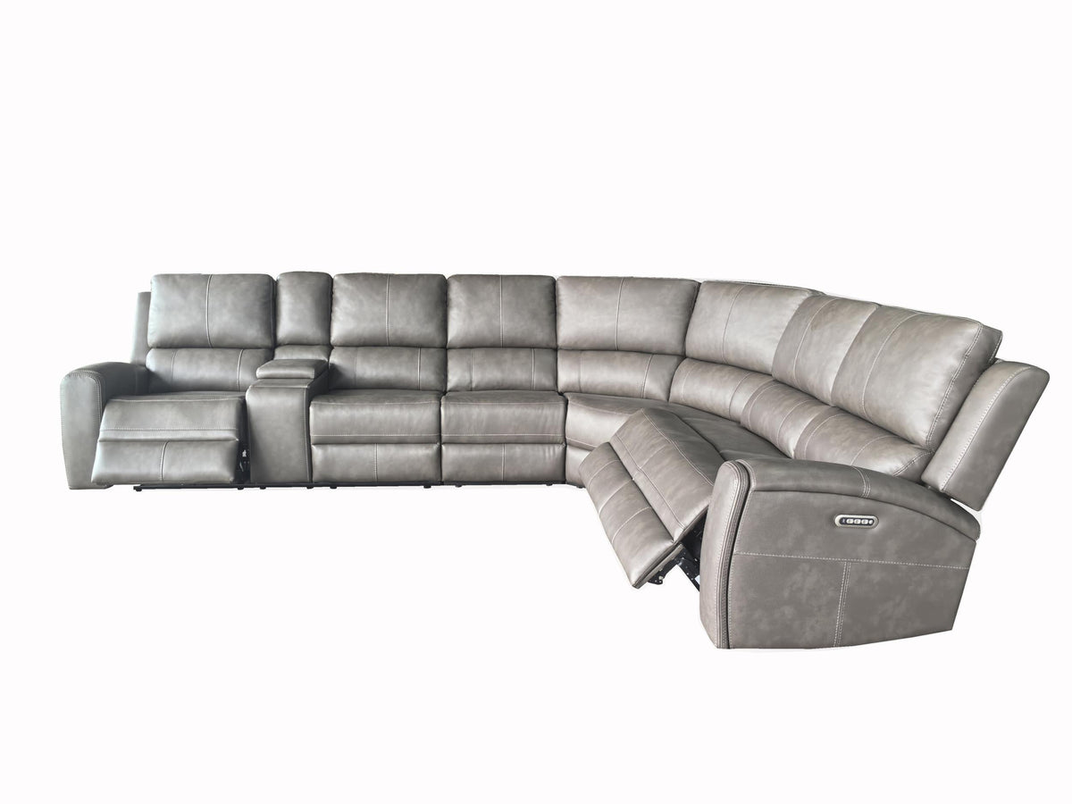 Brickston Charcoal Lumen 4-Piece Faux Leather Triple Power Reclining Sectional