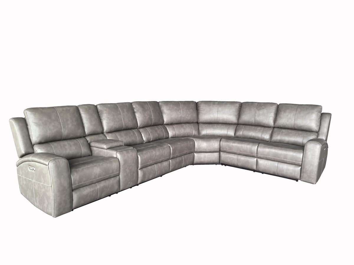 Brickston Charcoal Lumen 4-Piece Faux Leather Triple Power Reclining Sectional