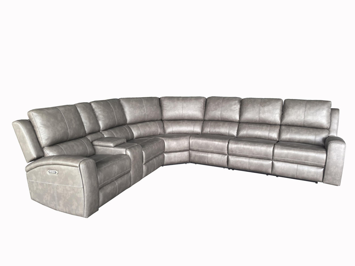 Brickston Charcoal Lumen 4-Piece Faux Leather Triple Power Reclining Sectional