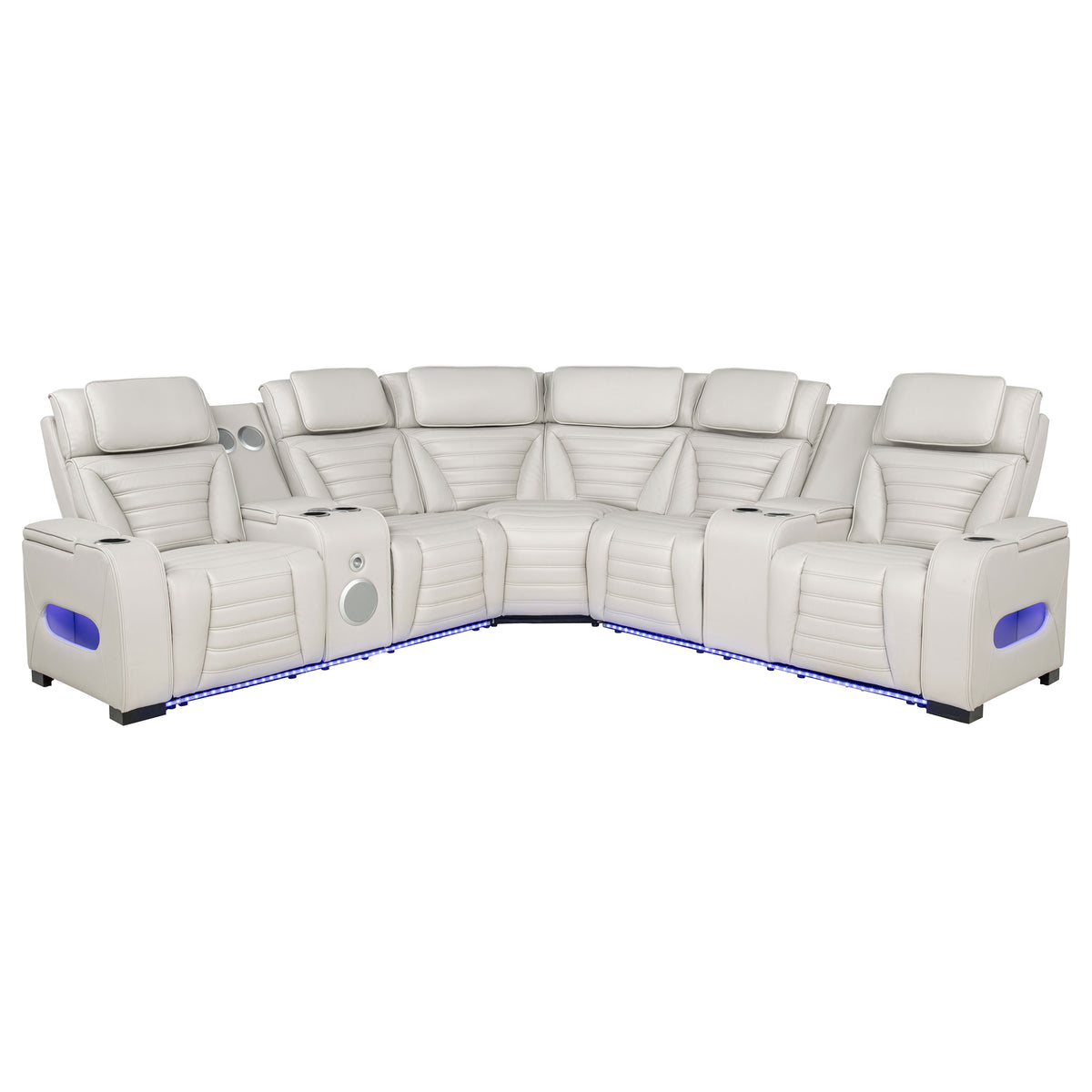 Zuma 3-Piece Dual Power Reclining Sectional with Bluetooth Greige
