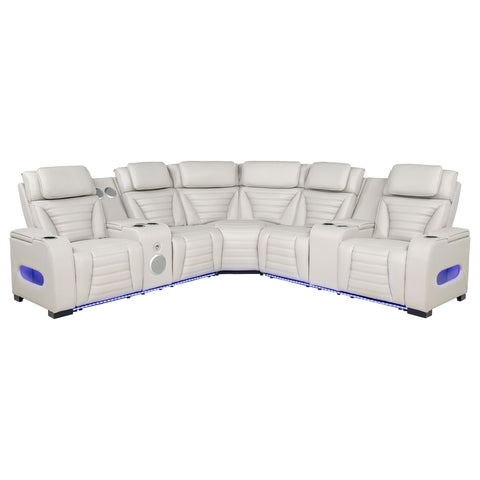 Zuma 3-Piece Dual Power Reclining Sectional with Bluetooth Greige