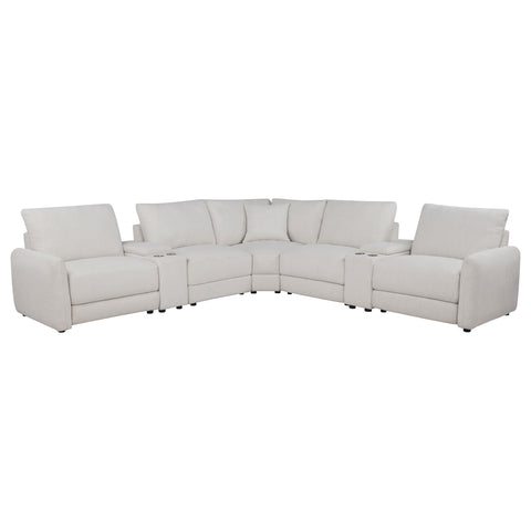 Valle 7-Piece L-Shaped Power Reclining Sectional with Dual Consoles Pearl