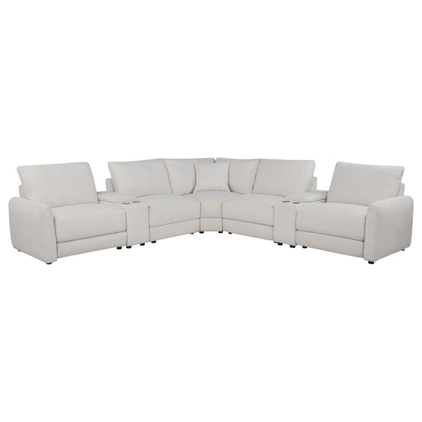 Valle 7-Piece L-Shaped Power Reclining Sectional with Dual Consoles Pearl