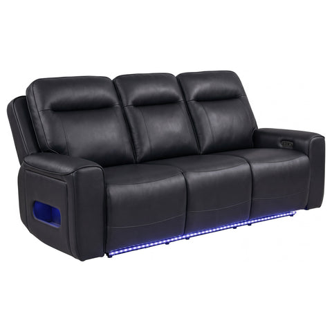 Rojas Dual Power Reclining Sofa with LED Lighting and Charging Black