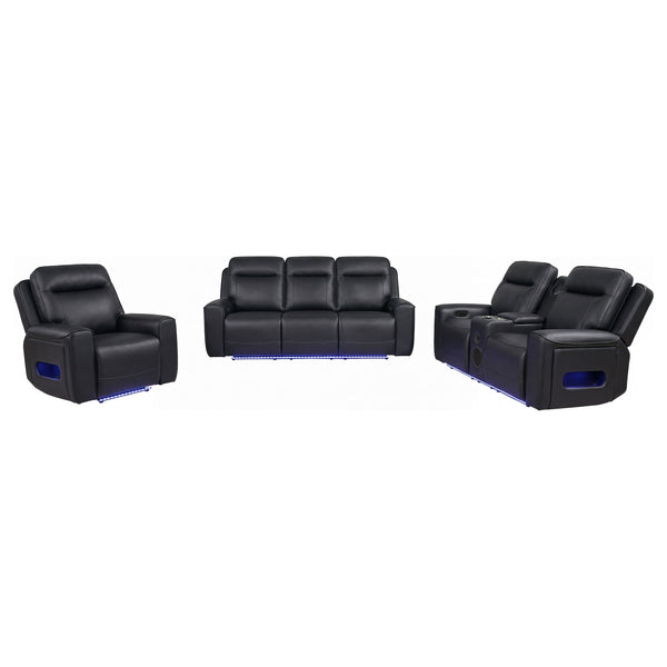 Rojas Power Reclining Living Room Set Black