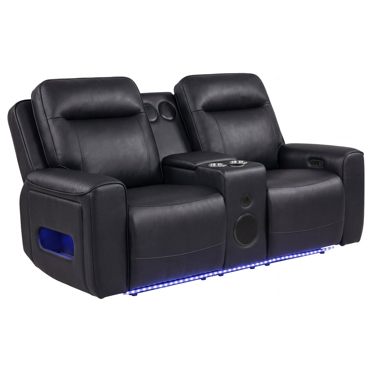 Rojas Dual Power Reclining Loveseat with Bluetooth and LED Lighting Black