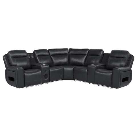 Rojas 3-Piece Dual Power L-Shaped Sectional Sofa with Bluetooth Black