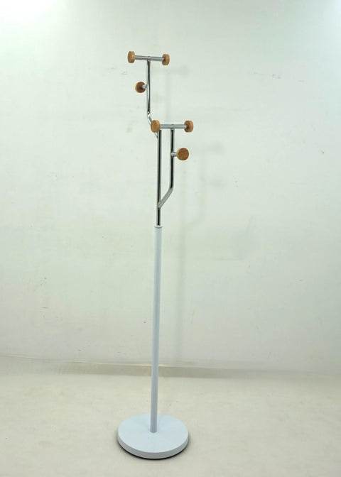 Leblanc Freestanding Metal Coat Rack with Tiered Hooks in White (Set of 2)