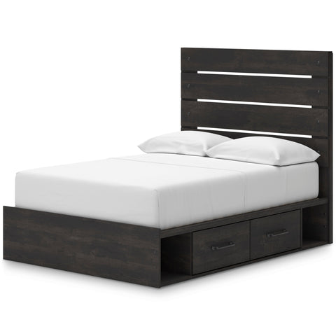 Hollivern Queen Panel Bed with 4 Side Storage Drawers