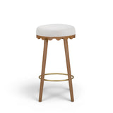 Oodle Performance Vegan Mohair Bar and Counter Stool - Cream / Light Walnut / Bar Height