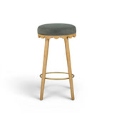 Oodle Performance Vegan Mohair Bar and Counter Stool - Green / Natural Ash / Bar Height