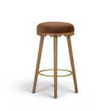 Oodle Performance Vegan Mohair Bar and Counter Stool - Bronze / Light Walnut / Bar Height