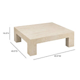 Roxanne 46" Faux Travertine Indoor/Outdoor Concrete Coffee Table