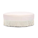 Tassy Tasseled Round Ottoman - Pink