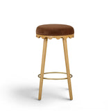 Oodle Performance Vegan Mohair Bar and Counter Stool - Bronze / Natural Ash / Bar Height