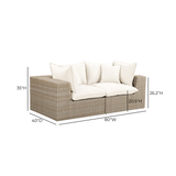 Cali 80" Performance Fabric &amp; Wicker Outdoor Loveseat - Cream / Natural