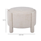 Bellamy Railroad Chenille Storage Stool With Reversible Tray Top - Cream