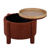 Bellamy Railroad Chenille Storage Stool With Reversible Tray Top - Brown
