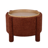 Bellamy Railroad Chenille Storage Stool With Reversible Tray Top - Brown