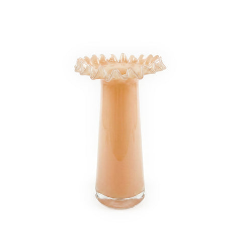 Ruff Peach Glass Vase