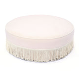 Tassy Tasseled Round Ottoman - Pink