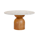 Cynthia 54" Concrete Indoor/Outdoor Dining Table - Travertine/Walnut Brown