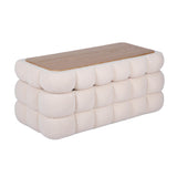 Anita 39" Faux Shearling Storage Bench With Reversible Tray Top - Cream