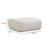 Zenith Contract-Grade Upcycled Fabric Ottoman - Cream