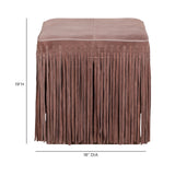 Daphne Square Suede Fringe Ottoman - Dusty Pink