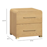 Marissa 22" Ash 2-Drawer Nightstand - Natural Ash