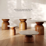 Cynthia 54" Concrete Indoor/Outdoor Dining Table - Travertine/Walnut Brown