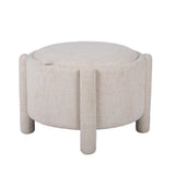 Bellamy Railroad Chenille Storage Stool With Reversible Tray Top - Cream