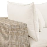 Cali 120" Performance Fabric &amp; Wicker Outdoor Sofa - Cream / Natural