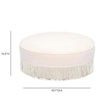 Tassy Tasseled Round Ottoman - Pink