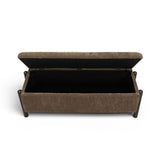 Abby 52" Nubby Fabric Storage Bench - Brown
