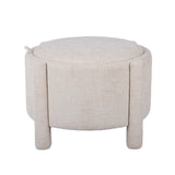 Bellamy Railroad Chenille Storage Stool With Reversible Tray Top - Cream