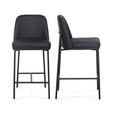 Sydney Performance Vegan Leather Counter Stool - Set of 2 - Black