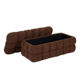 Anita 39" Faux Shearling Storage Bench With Reversible Tray Top - Brown