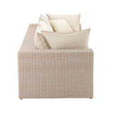 Cali 120" Performance Fabric &amp; Wicker Outdoor Sofa - Cream / Natural